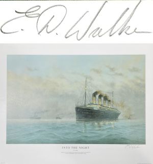 "INTO THE NIGHT" Print hand signed by artist Edward D. Walker - 1997 circa Autograph Poster - Ted Walker Autograph - 100% Authentic
