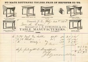 J.E. Symonds and Co., Table Manufacturers