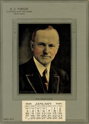 Ad Calendar with Portrait of President Coolidge