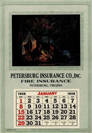 Sample Ad Calendar for Petersburg Insurance Co., Inc. Fire Insurance