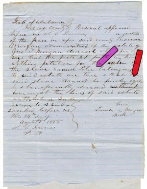 1855 - Alabama Slavery Document - Petition to Sell a Slave named Peter