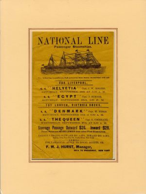 Advertisement for National Line Passenger Steamships