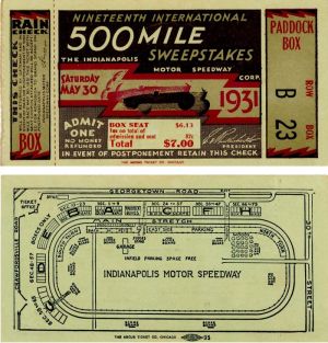 Indianapolis 500 Attendance and Sweepstakes Ticket - Americana