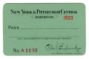 New York and Pittsburgh Central Railroad Railroad Pass - Americana