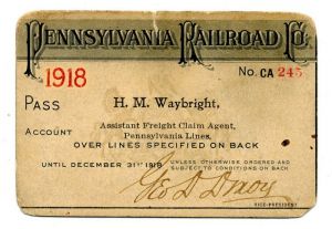 Pennsylvania Railroad Co. Railroad Pass - Americana