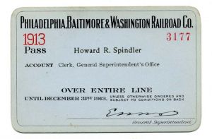 Philadelphia, Baltimore and Washington Railroad Co. Railroad Pass - Americana