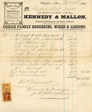 Groceries Invoice with Revenue Stamps - Americana