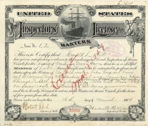 United States Inspectors' License to Masters - Americana