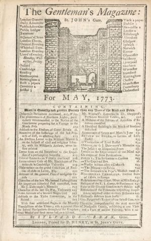 18th Century Gentleman's Magazine - 1773 dated Americana