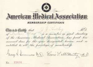American Medical Association Membership Certificate - Americana