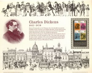 Charles Dickens or The Mayflower Print with Stamps - Americana