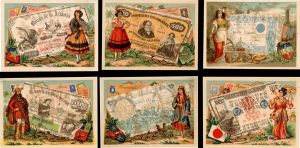 Set of 6 Trade Cards of Foreign Paper Money - Americana