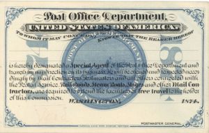 Post Office Department Special Agent Card - 1874 dated Americana - USPS History