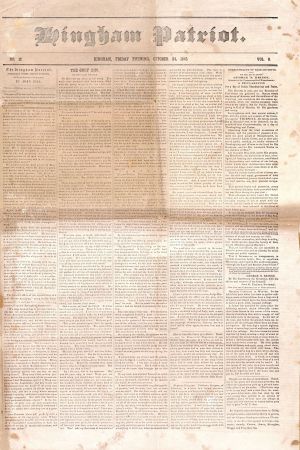 Hingham Patriot Newspaper dated 1845 - Americana
