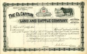 El Capitan Land and Cattle Co. - Stock Certificate