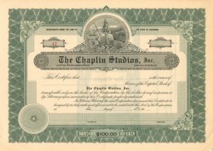 Chaplin Studio, Inc. - Stock Certificate
