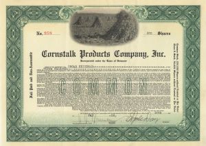 Cornstalk Products Co., Inc. - Stock Certificate