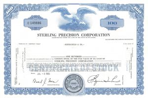 Sterling Precision Corporation - Automotive Stock Certificate