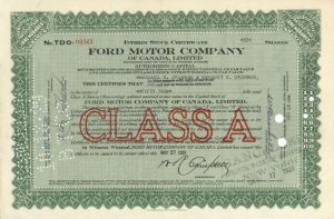 Ford Motor Co. - 1929 dated Stock Certificate