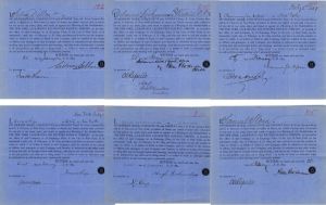 6 Documents signed by Sidney Dillon, Russell Sage, Sam Sloan, Chauncey Depew and others