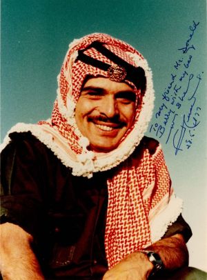 Signed Portrait of King Hussein of Jordan - Autograph with Envelope