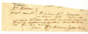 William Williams signed document - Signer of the Declaration of Independence