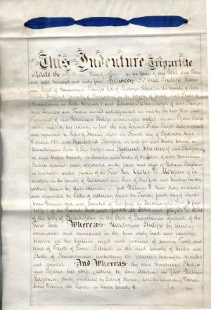 Land Deed signed by George D. Morgan dated 1864 - All on Vellum - Americana
