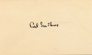 Index Card signed by Carl Sandburg - Autograph - SOLD