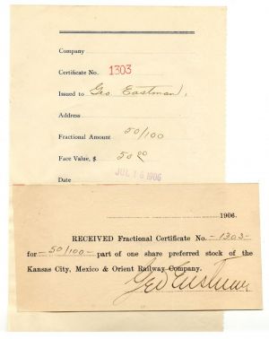 George Eastman signed Stub