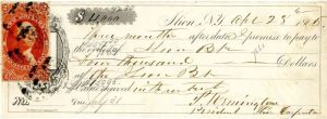 Philo Remington Signed Check - Autograph Check - Famous Gun Maker Family - SOLD