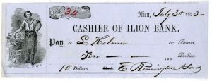 Check signed by E. Remington, Jr. - Autographed Check