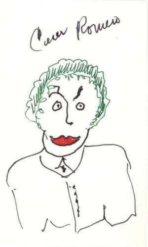 Self Portrait sketch signed by Cesar Romero - Autographs - SOLD