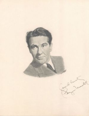 Pencil Drawing signed by Burgess Meredith - Autograph