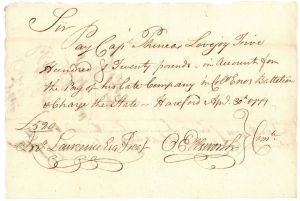 Oliver Ellsworth signed Revolutionary War Pay Order - 1777 dated Autograph - American Revolution - SOLD