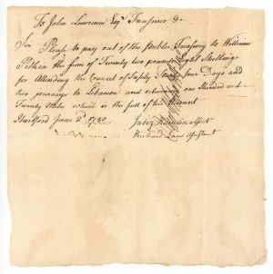 Revolutionary War Pay Order signed by Oliver Wolcott, Jr. and Richard Law - Autograph