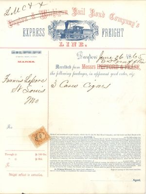 Dayton and Michigan Rail Road Express Freight Line - 1865 Express Document