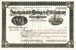 Amalgamated Mining and Oil Co. - Stock Certificate