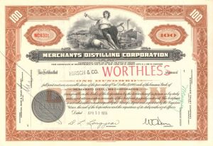 Merchants Distilling Corporation - Stock Certificate