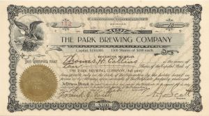 Park Brewing Co. - 1907 Stock Certificate