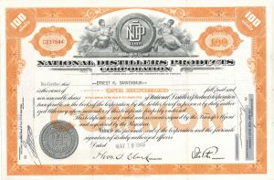 National Distillers Products Corp. - Stock Certificate
