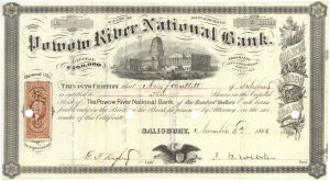 Powow River National Bank - 1866-85 dated Massachusetts Banking Stock Certificate - Early Type Always comes Closely Trimmed