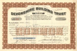 Devonshire Building Trust - Stock Certificate