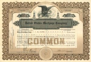 United States Mortgage Co. - 1921 dated Stock Certificate