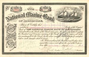 National Marine Bank of Baltimore - Stock Certificate
