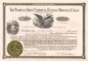 Peoples-First National Bank of Hoosick Falls - Stock Certificate