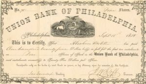 Union Bank of Philadelphia - Stock Certificate