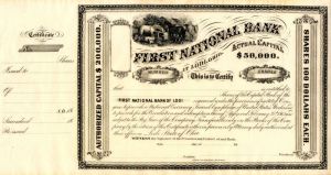 First National Bank at Lodi, Ohio - Stock Certificate