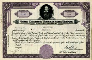 Chase National Bank of the City of New York - Stock Certificate