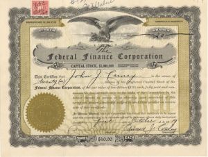 Federal Finance Corporation - Stock Certificate