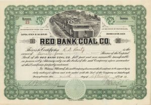 Red Bank Coal Co. - 1919 dated Stock Certificate